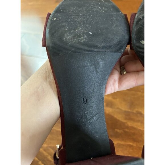 Old Navy Faux-Suede Block-Heel Sandals for Women Wine Purple Ankle Strap 9 - Picture 6 of 7